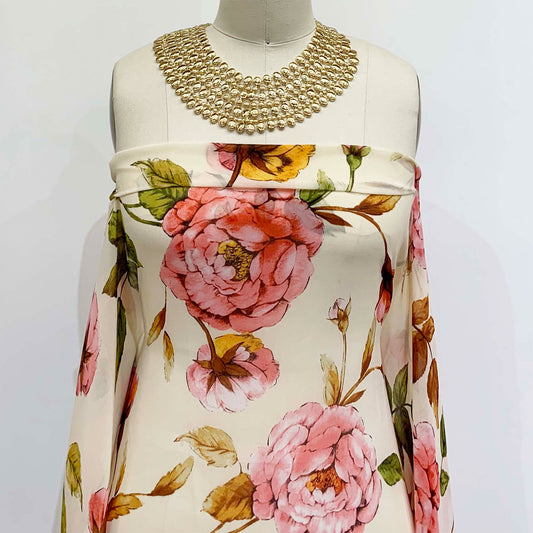 P-1427-501-ALMOND-PINK - PRINTED 100% POLYESTER HI MULTI CHIFFON WASH