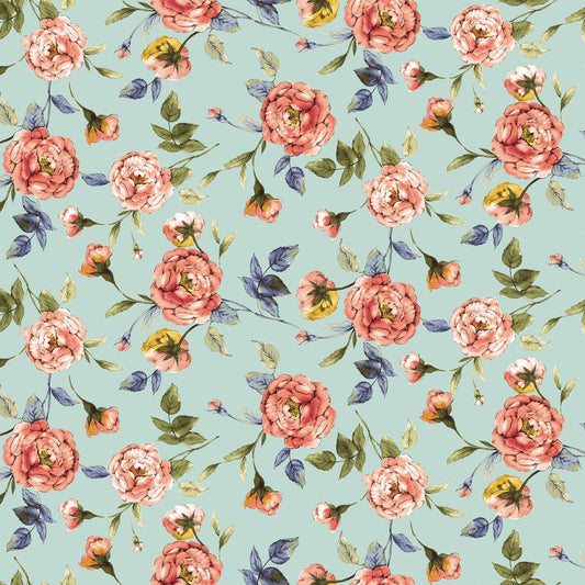 P-1427-501-MINT-PEACH - PRINTED 100% POLYESTER HI MULTI CHIFFON WASH