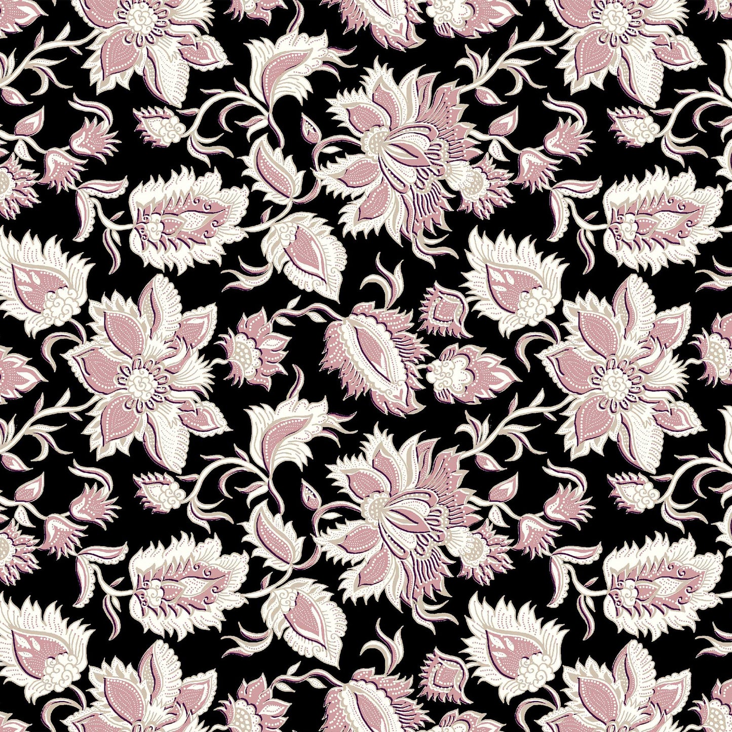 P-143-586-BLACK-DUSTY-ROSE - PRINTED CREPE CHIFFON 97% POLY 3% SPANDEX