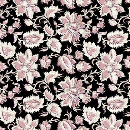 P-143-586-BLACK-DUSTY-ROSE - PRINTED CREPE CHIFFON 97% POLY 3% SPANDEX