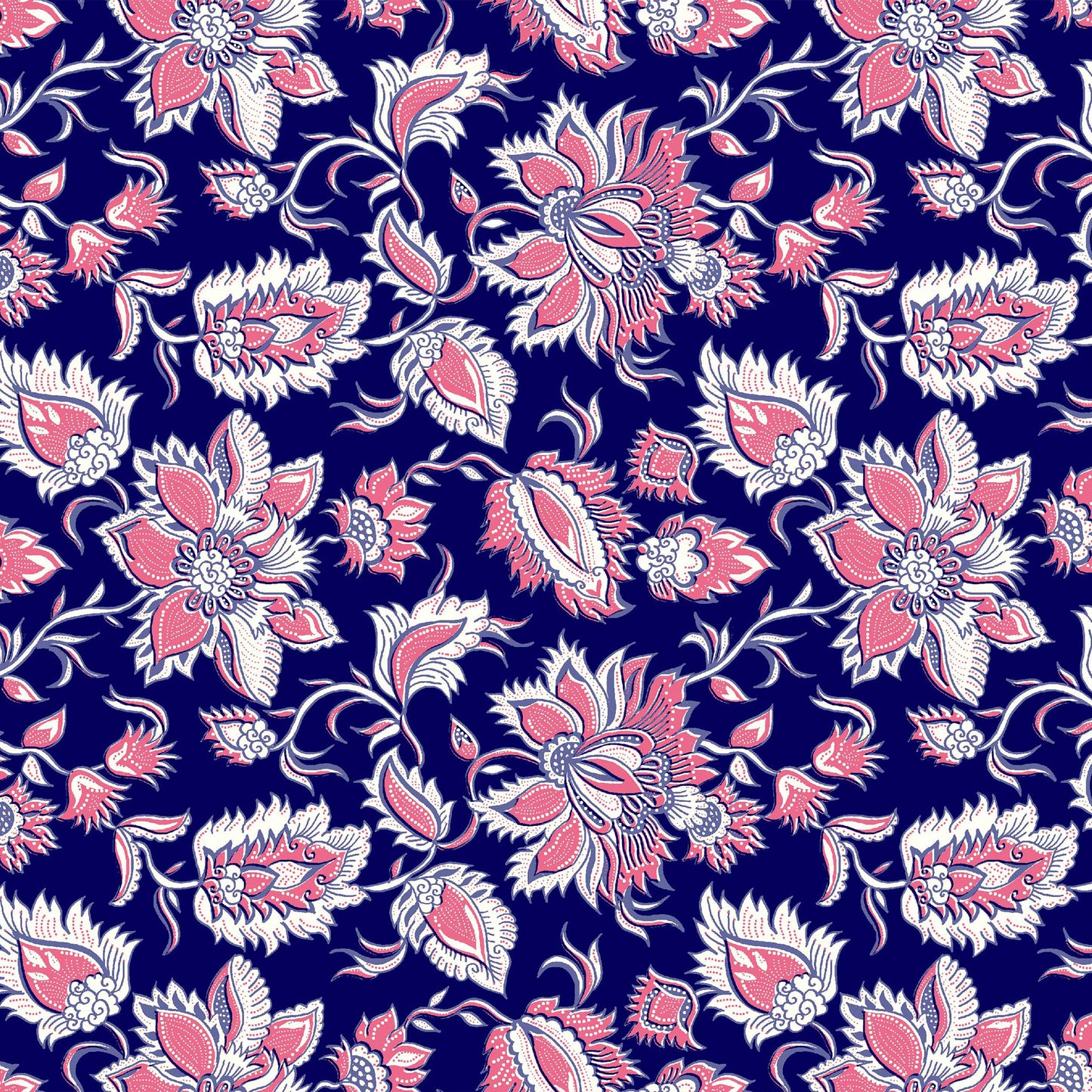 P-143-586-NAVY-CORAL - PRINTED CREPE CHIFFON 97% POLY 3% SPANDEX