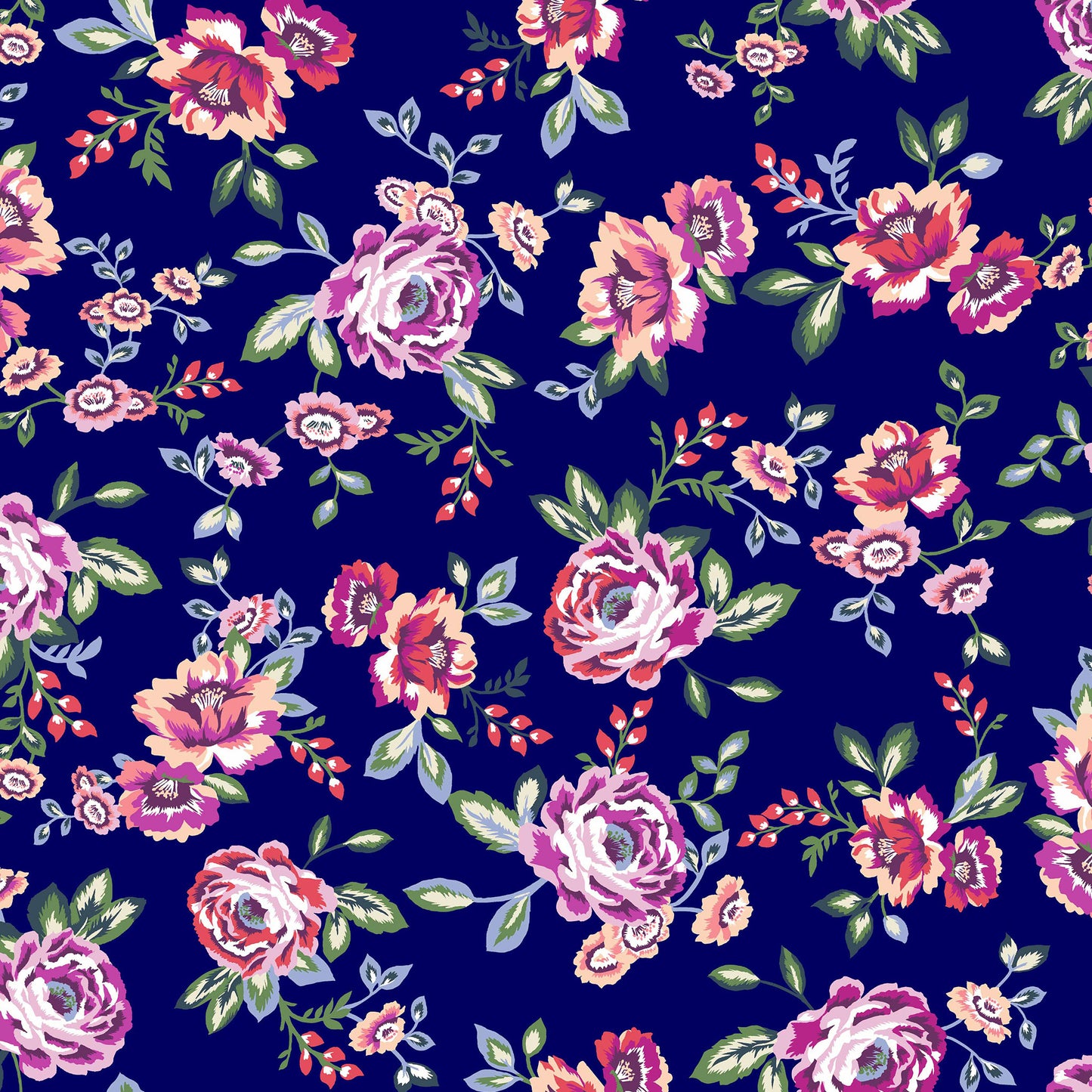 P-1435-702-NAVY-PINK-CANTALOUPE - PRINTED SCUBA CREPE 97% POLY 3% SPANDEX