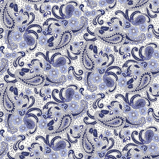 P-144-501-OFFWHITE-BLUE - PRINTED 100% POLYESTER HI MULTI CHIFFON WASH