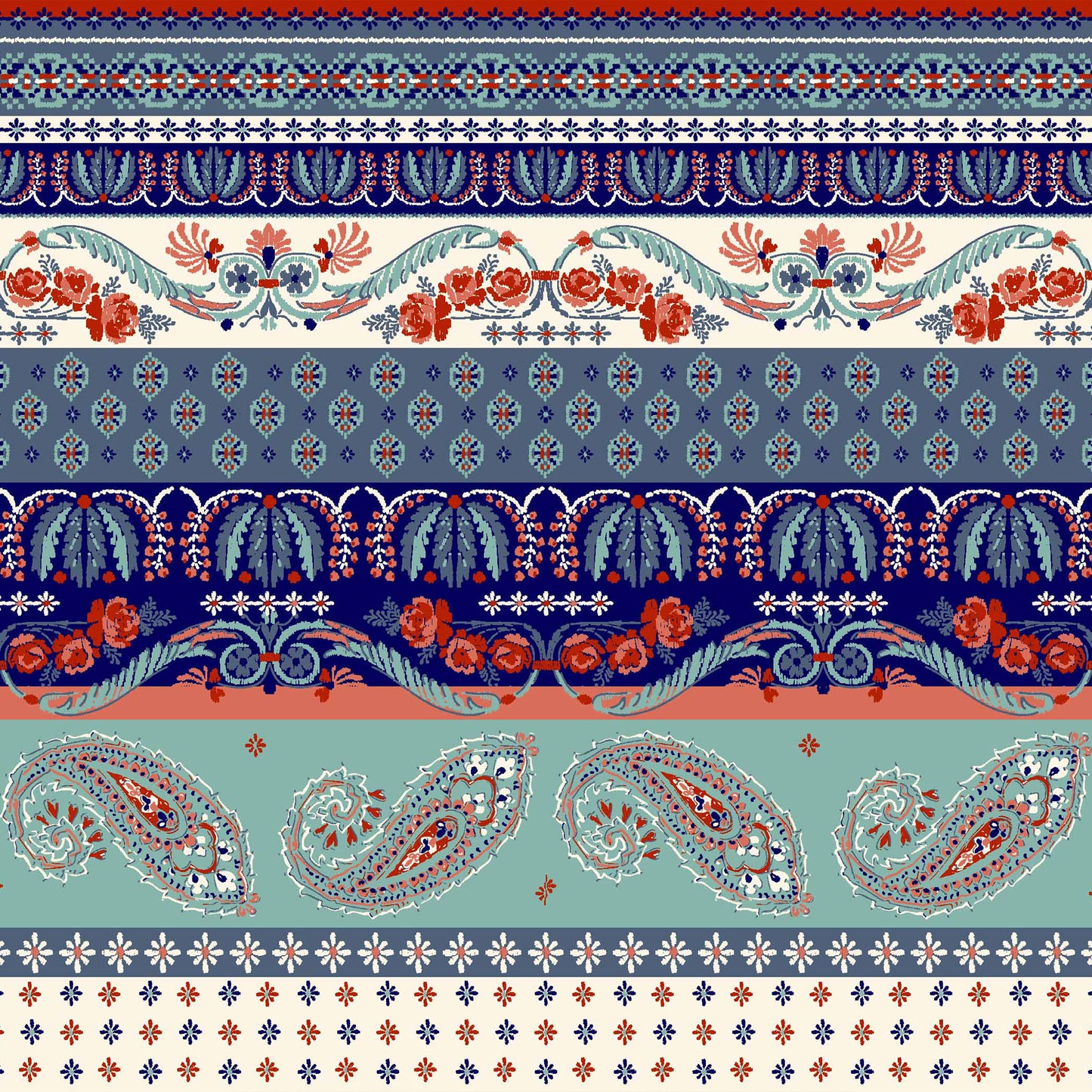 P-146-668-NAVY-CORAL - PRINTED DTY 92% POLY 8% SPANDEX DTY DOUBLE SIDED BRUSH