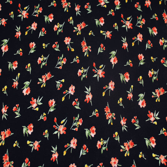 P-1461-504-BLACK-CANTALOUPE - PRINTED WOOL DOBBY 100% POLYESTER