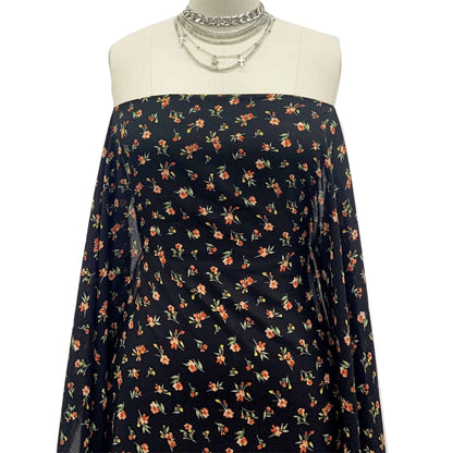 P-1461-504-BLACK-CANTALOUPE - PRINTED WOOL DOBBY 100% POLYESTER