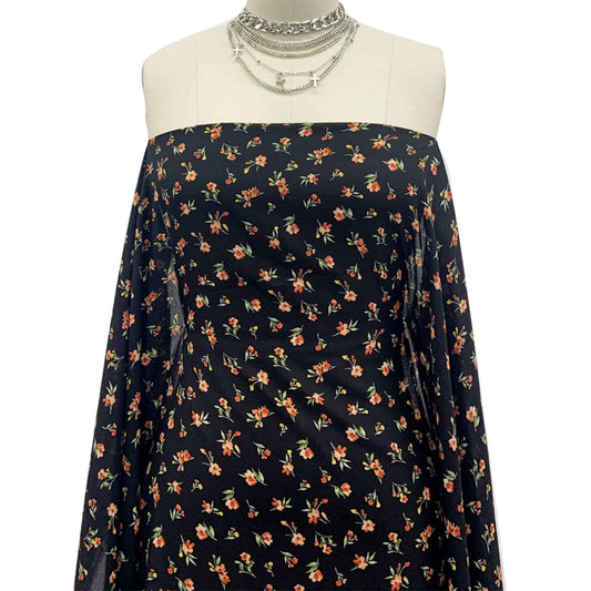 P-1461-504-BLACK-CANTALOUPE - PRINTED WOOL DOBBY 100% POLYESTER