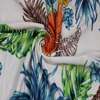 P-1463-800-OFF-WHITE-TANGERINE - PRINTED VENEZIA 92% POLY 8% SPANDEX