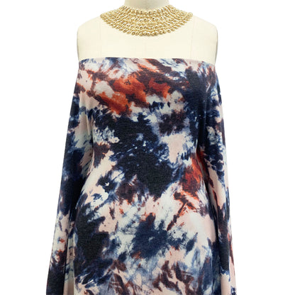 P-1470-506-INDIGO-RUST - PRINTED FRENCH TERRY 63%POLY  33%RAYON  4% SPANDEX
