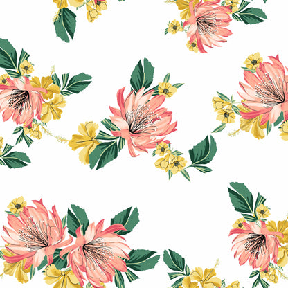 P-1472-754-OFFWHITE-PEACH - PRINTED POLY MOROCCAN 100% POLY