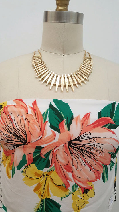 P-1472-754-OFFWHITE-PEACH - PRINTED POLY MOROCCAN 100% POLY