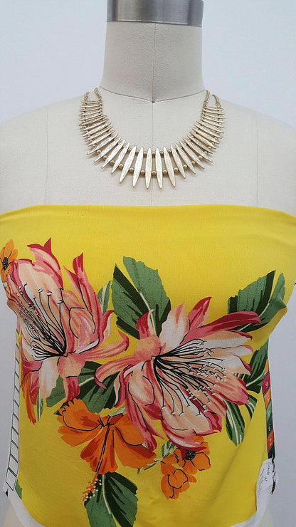 P-1472-754-YELLOW-APRICOT - PRINTED POLY MOROCCAN 100% POLY
