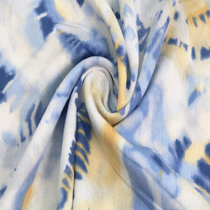P-1478-636-DENIM-BLUE-BANANA PRINTED CREPON 100% RAYON CREPON