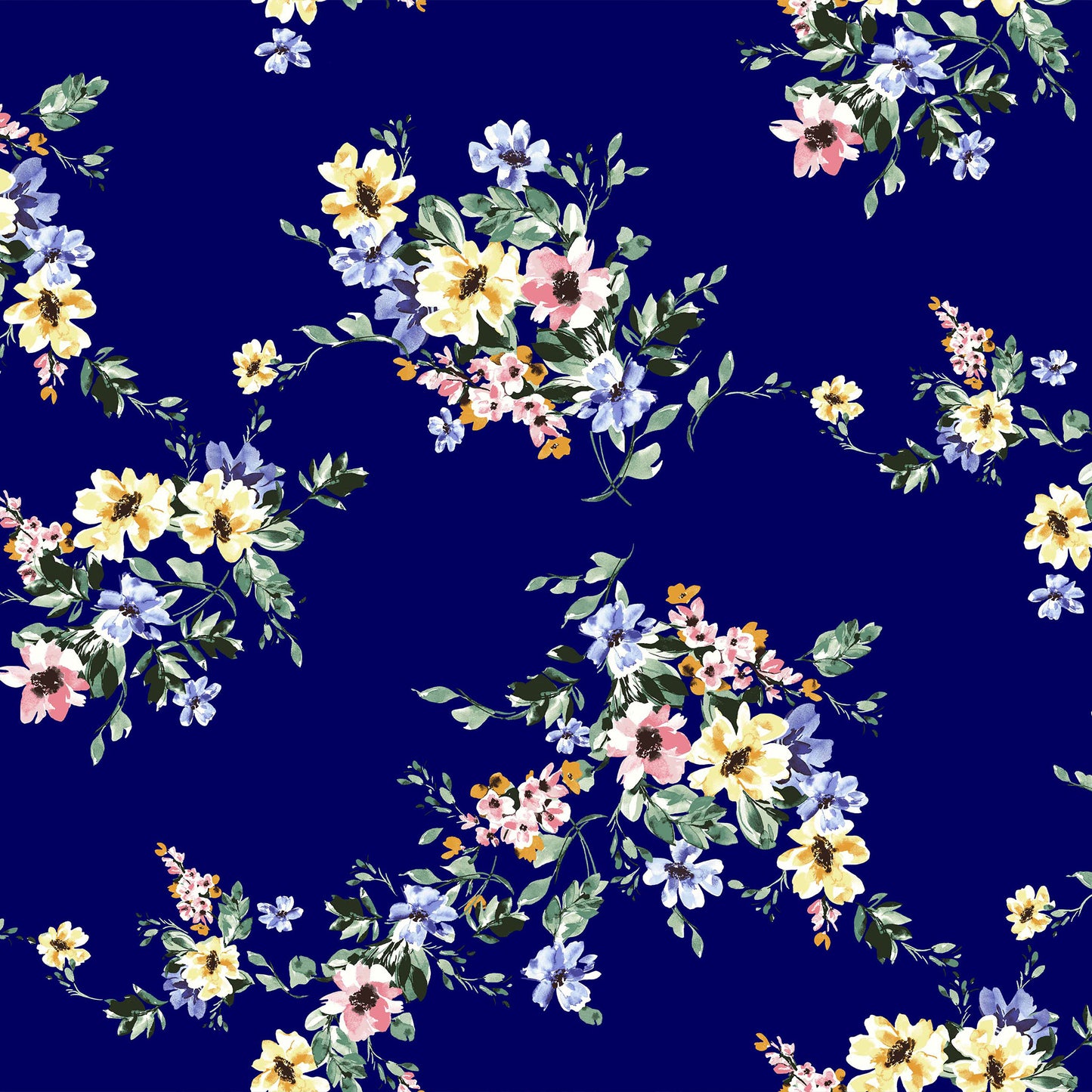 P-1496-754-NAVY-PEACH - PRINTED POLY MOROCCAN 100% POLY