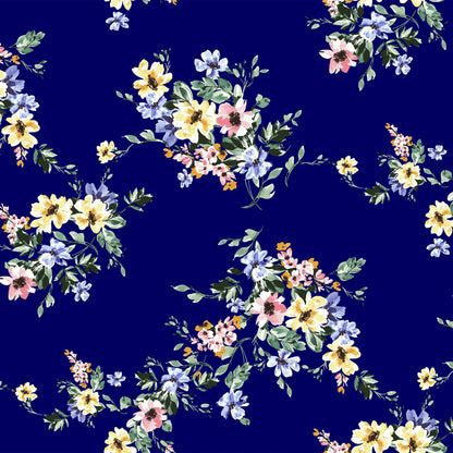 P-1496-754-NAVY-PEACH - PRINTED POLY MOROCCAN 100% POLY