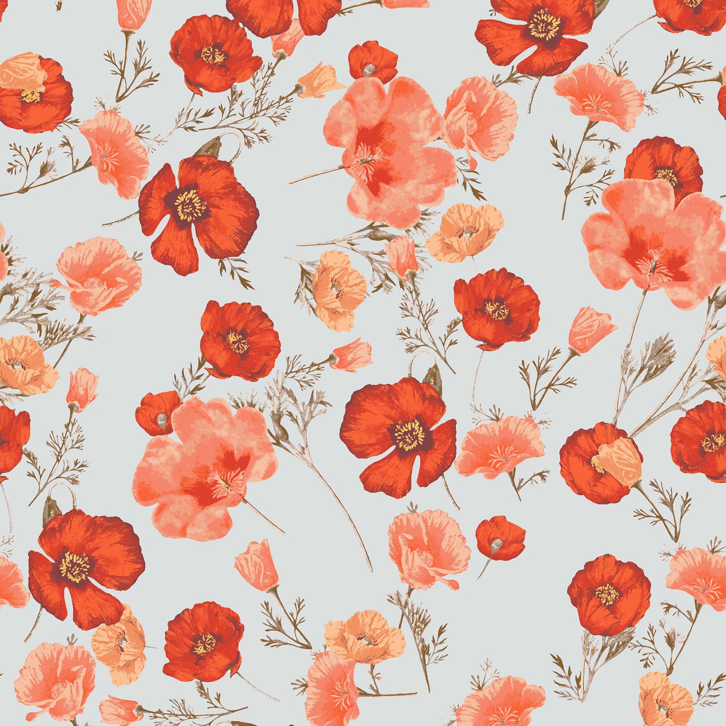 P-150-586-PALE-BLUE-ORANGE - PRINTED CREPE CHIFFON 97% POLY 3% SPANDEX