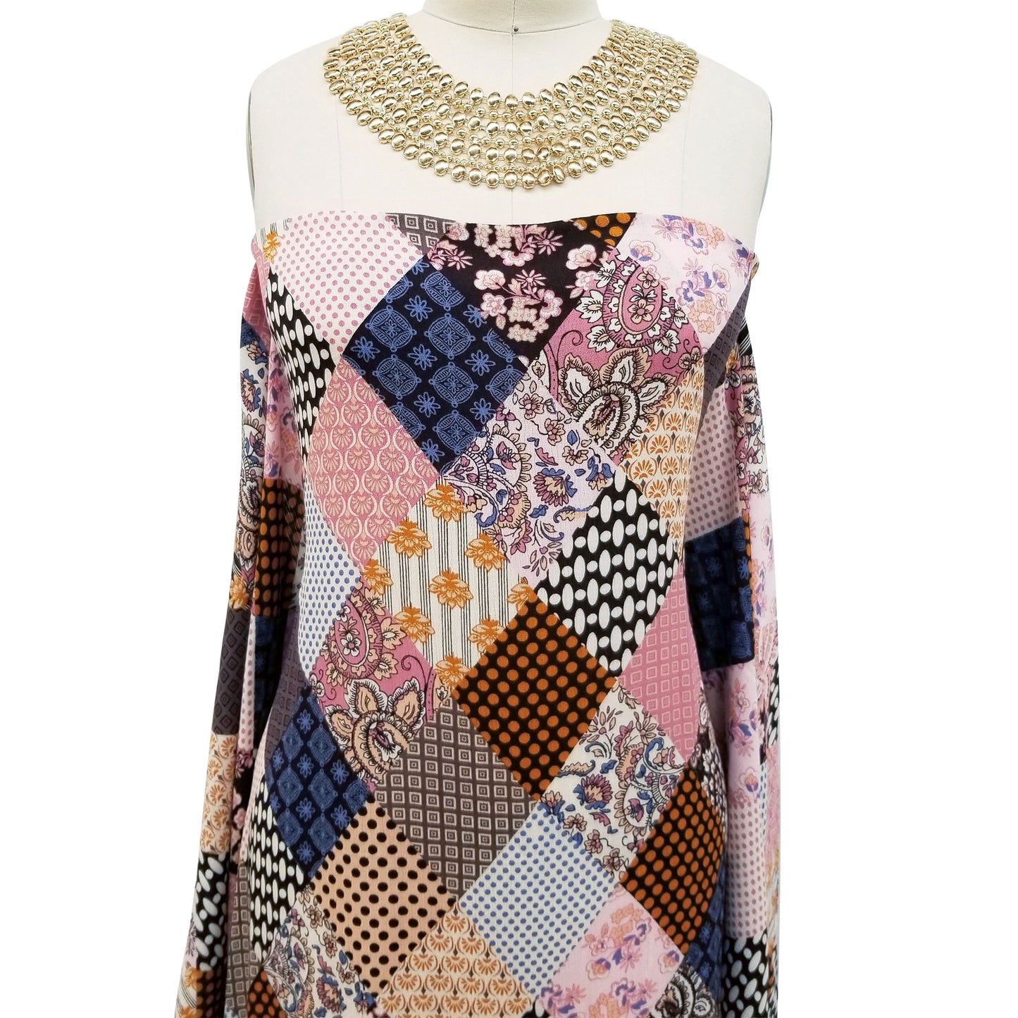 P-1517-636-CHOCOLATE-DUSTY-PINK - PRINTED CREPON 100% RAYON CREPON