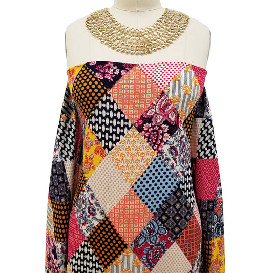 P-1517-636-NAVY-CAMELLIA - PRINTED CREPON 100% RAYON CREPON