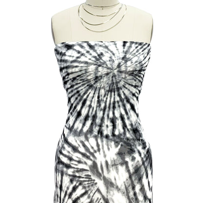 P-1521-761-CHARCOAL-BLACK - PRINTED TIE DYE 4X2 RIB 96% POLY 4% SPANDEX