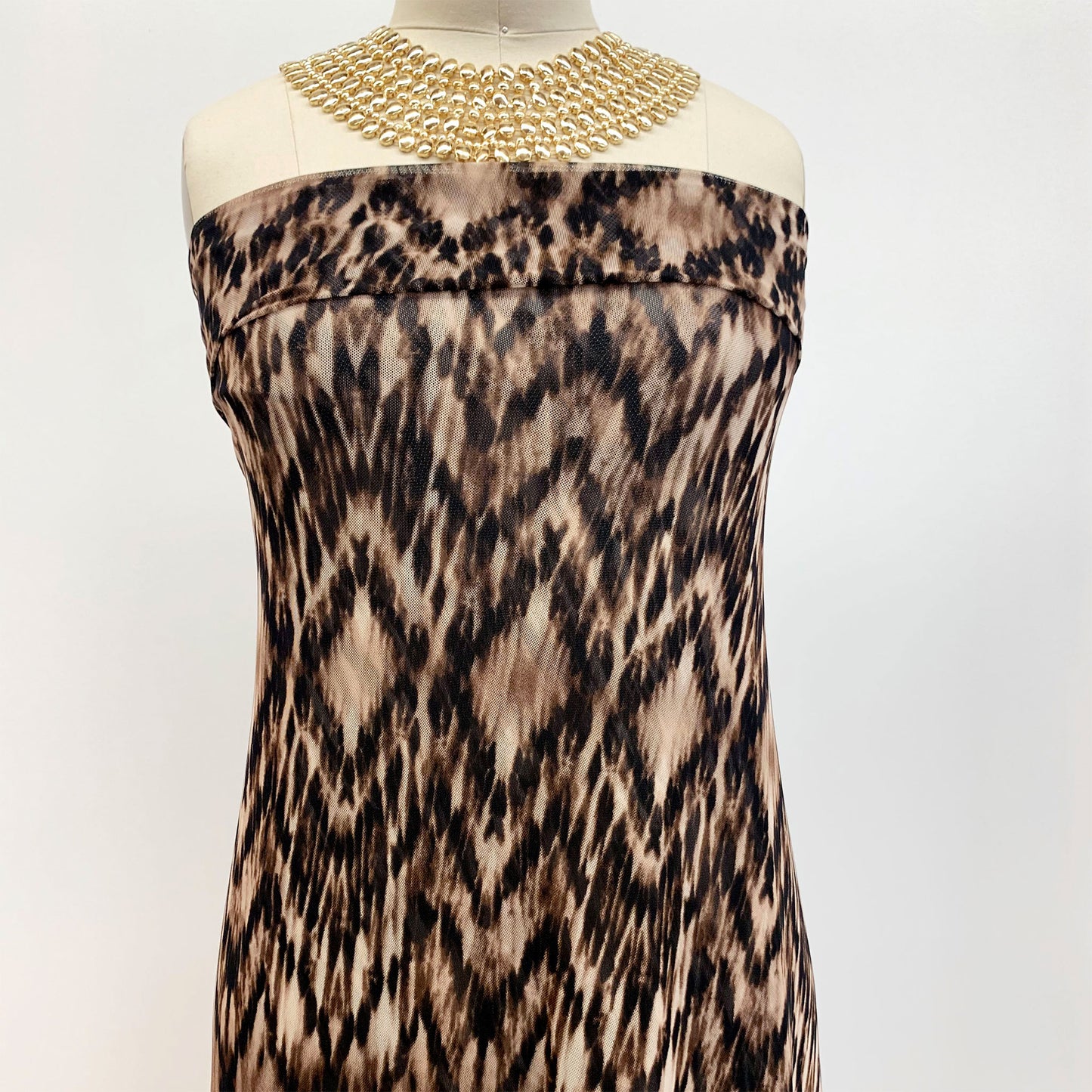 P-1522-453-BLACK-MOCHA - PRINTED POLY POWER MESH 92%POLY 8%SPANDEX