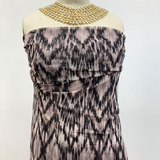 P-1522-453-CHARCOAL-BLUSH - PRINTED POLY POWER MESH 92%POLY 8%SPANDEX