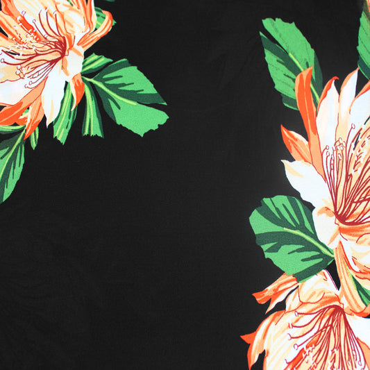 P-1528-504-BLACK-PEACH - PRINTED WOOL DOBBY 100% POLYESTER