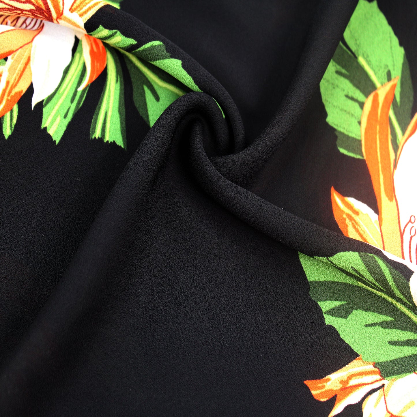 P-1528-504-BLACK-PEACH - PRINTED WOOL DOBBY 100% POLYESTER