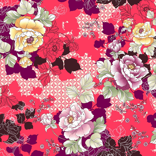 P-1543-668-CORAL-MAUVE - PRINTED DTY 92% POLY 8% SPANDEX DTY DOUBLE SIDED BRUSH