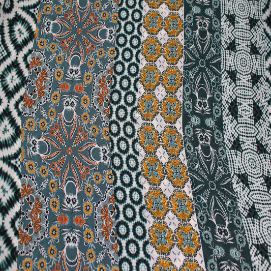 P-1545-504-SILVER-PINE-GOLD - PRINTED WOOL DOBBY 100% POLYESTER