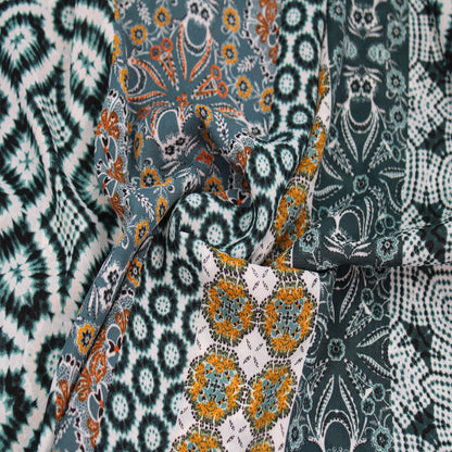 P-1545-504-SILVER-PINE-GOLD - PRINTED WOOL DOBBY 100% POLYESTER