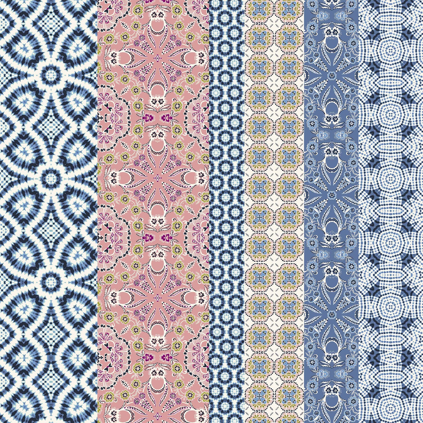 P-1545-698-DENIM-PINK- PRINTED RAYON CHALLIS 100% RAYON CHALLIS