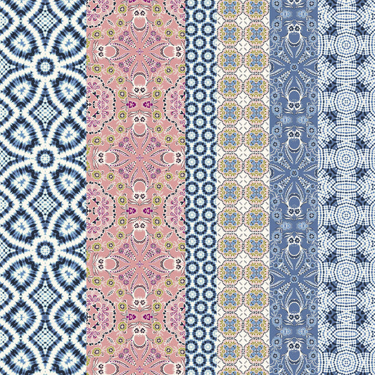P-1545-698-DENIM-PINK- PRINTED RAYON CHALLIS 100% RAYON CHALLIS