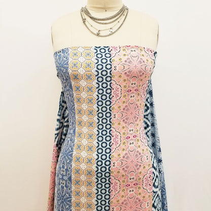 P-1545-698-DENIM-PINK- PRINTED RAYON CHALLIS 100% RAYON CHALLIS