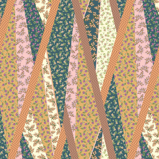 P-1547-456-PEACOCK-PEACH - PRINTED STRETCH SATIN 100% POLY