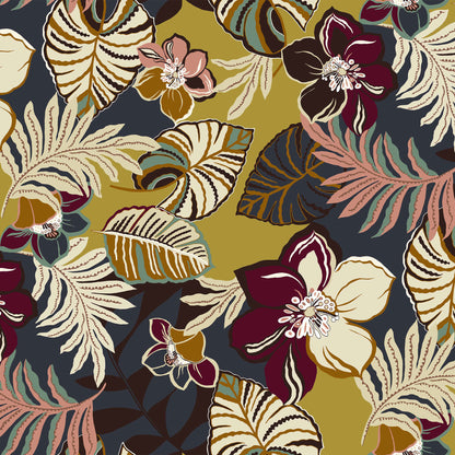 P-1551-453-HONEY-PLUM - PRINTED POLY POWER MESH 92%POLY 8%SPANDEX