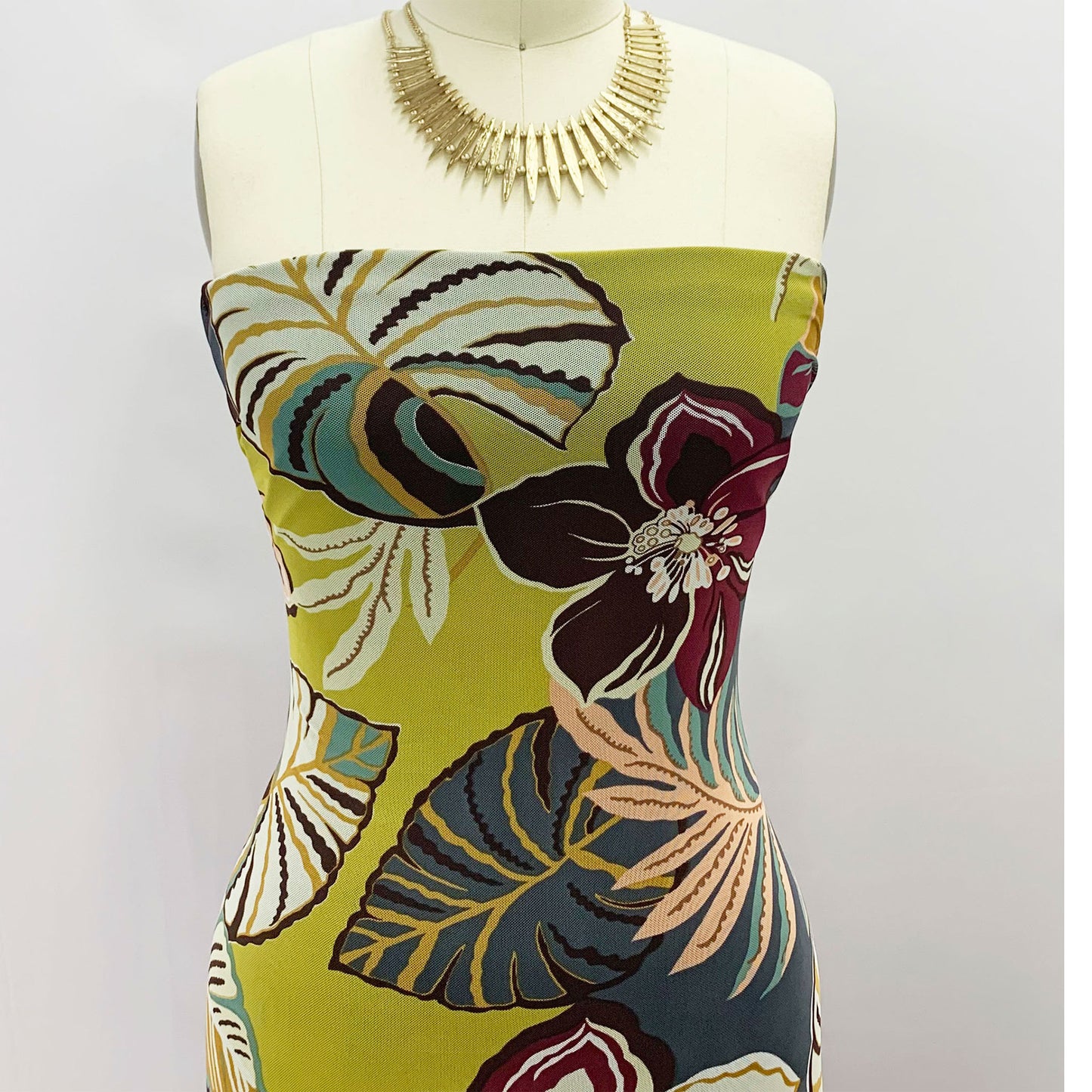 P-1551-453-HONEY-PLUM - PRINTED POLY POWER MESH 92%POLY 8%SPANDEX