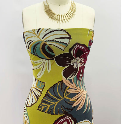 P-1551-453-HONEY-PLUM - PRINTED POLY POWER MESH 92%POLY 8%SPANDEX