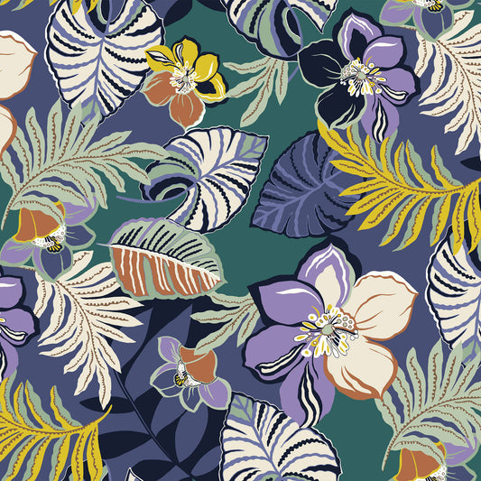 P-1551-453-TEAL-LAVENDER - PRINTED POLY POWER MESH 92%POLY 8%SPANDEX