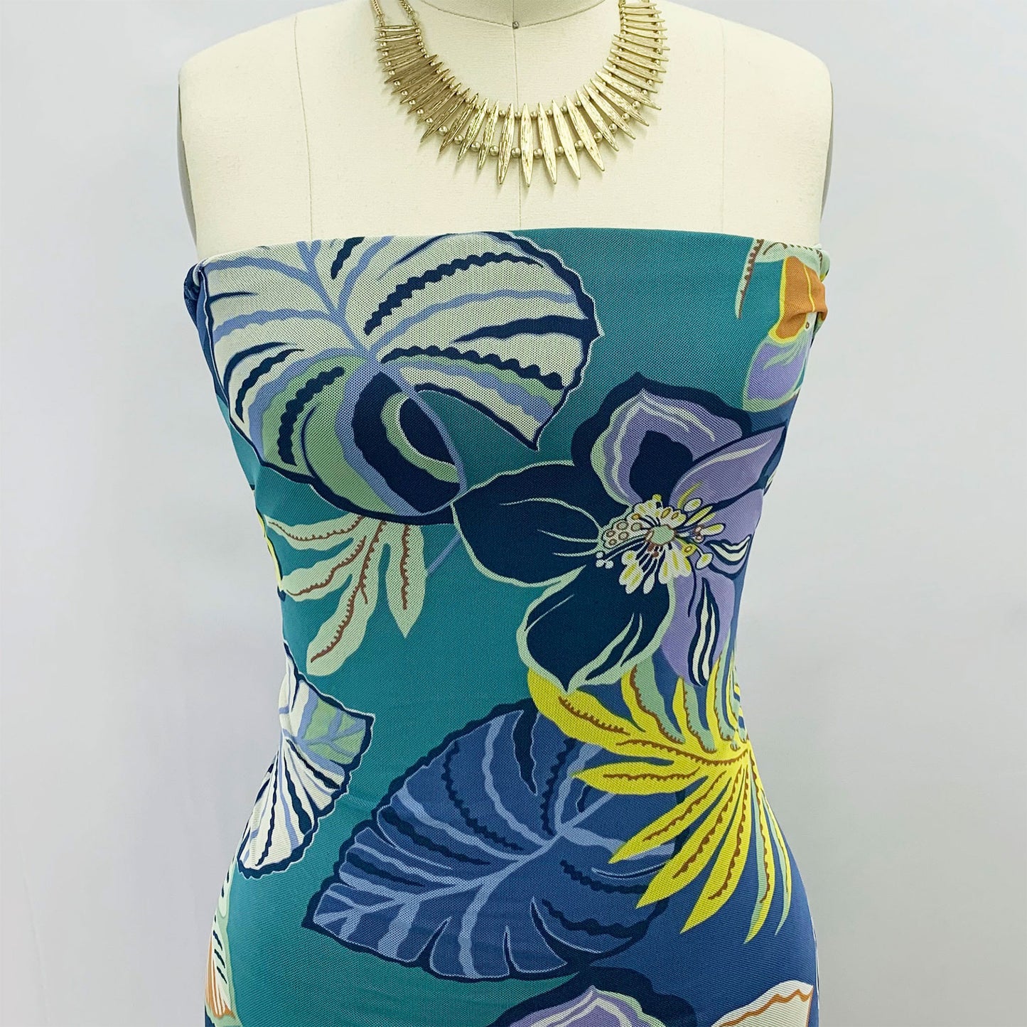 P-1551-453-TEAL-LAVENDER - PRINTED POLY POWER MESH 92%POLY 8%SPANDEX