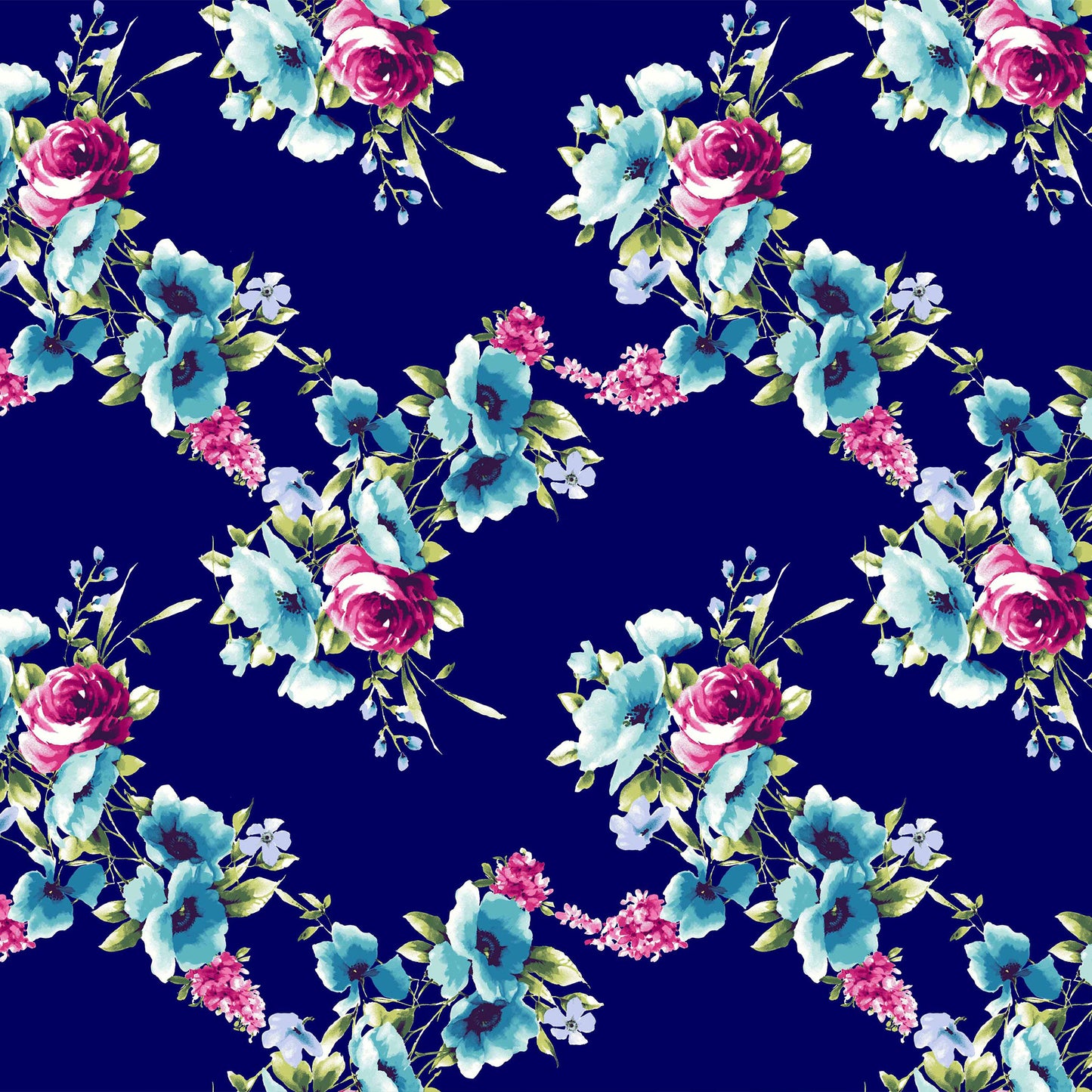 P-162-412-NAVY-TURQUOISE - PRINTED TECHNO 92% POLY 8% SPANDEX