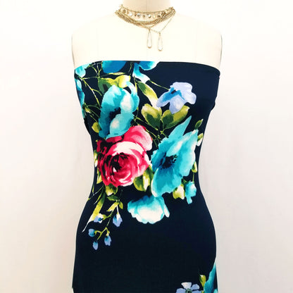 P-162-412-NAVY-TURQUOISE - PRINTED TECHNO 92% POLY 8% SPANDEX
