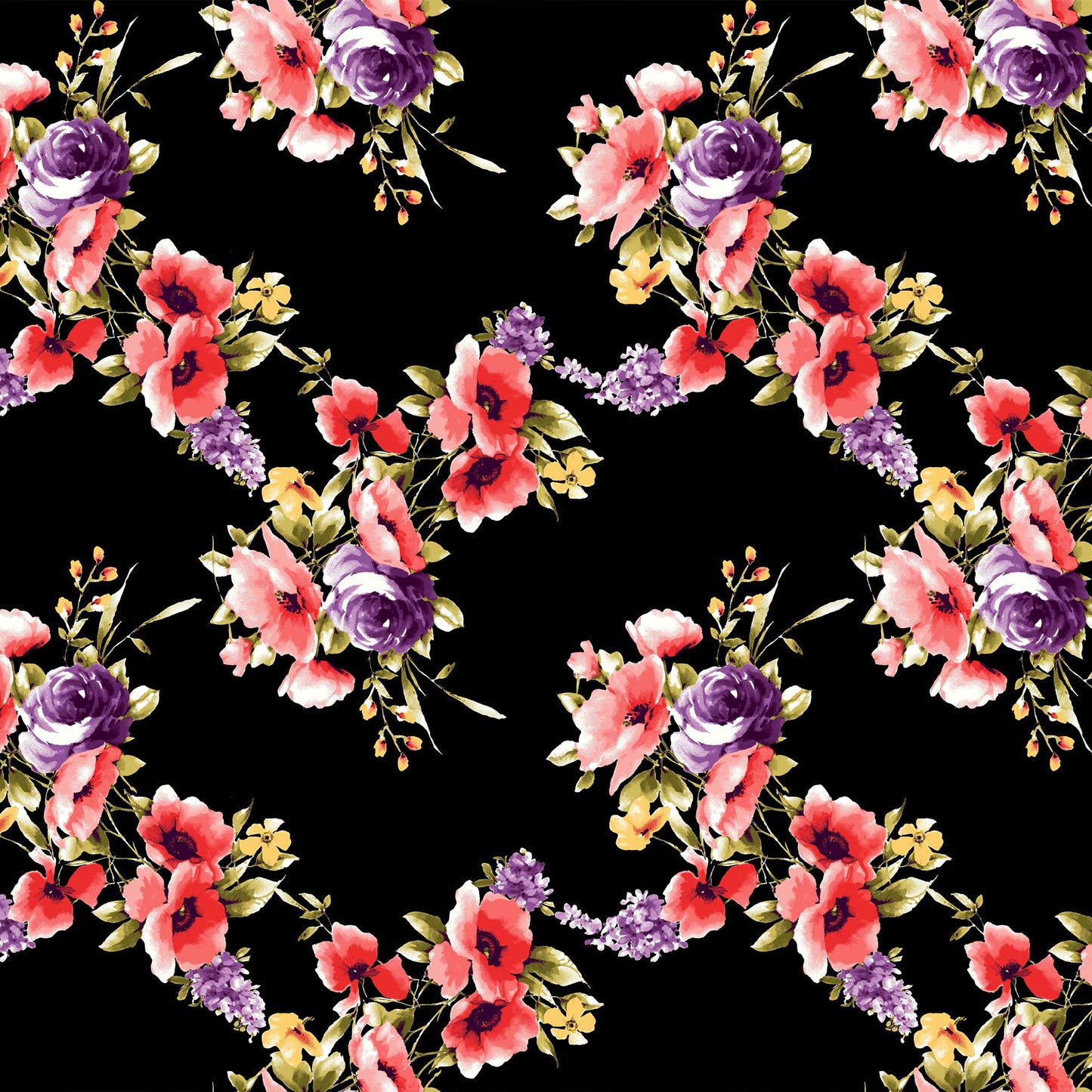 P-162-501-BLACK-GRAPE - PRINTED 100% POLYESTER HI MULTI CHIFFON WASH