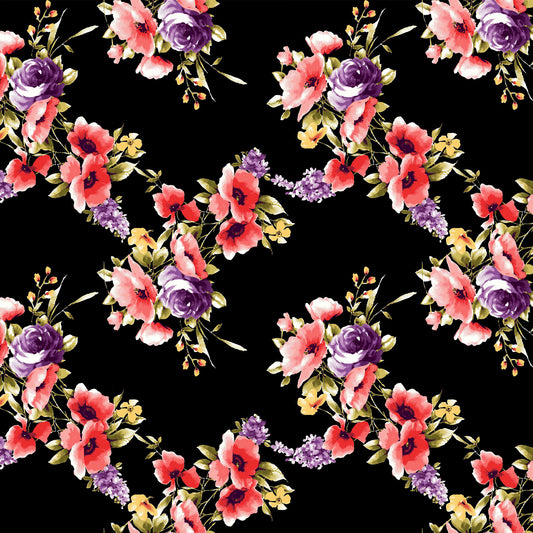 P-162-501-BLACK-GRAPE - PRINTED 100% POLYESTER HI MULTI CHIFFON WASH