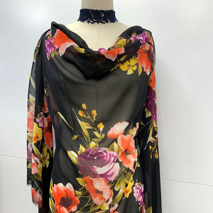 P-162-501-BLACK-GRAPE - PRINTED 100% POLYESTER HI MULTI CHIFFON WASH