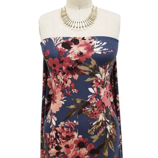 P-165-HVY-RSJ-DENIM-STEEL-CARMINE - PRINT RSJ 95% RAYON 5% SPANDEX JERSEY