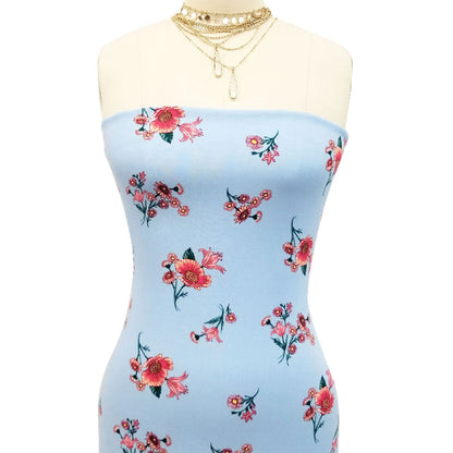 P-1650-698-SKY-BLUE-RED- PRINTED RAYON CHALLIS 100% RAYON CHALLIS