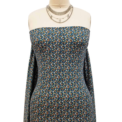 P-1697-668-NAVY-CANTALOUPE - PRINTED DTY 92% POLY 8% SPANDEX DTY DOUBLE SIDED BRUSH