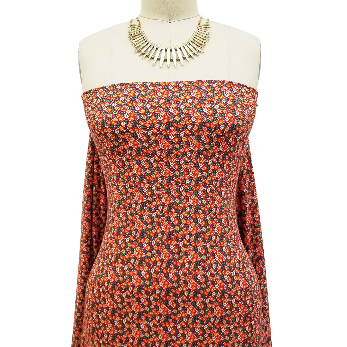 P-1697-668-RED-ORANGE - PRINTED DTY 92% POLY 8% SPANDEX DTY DOUBLE SIDED BRUSH