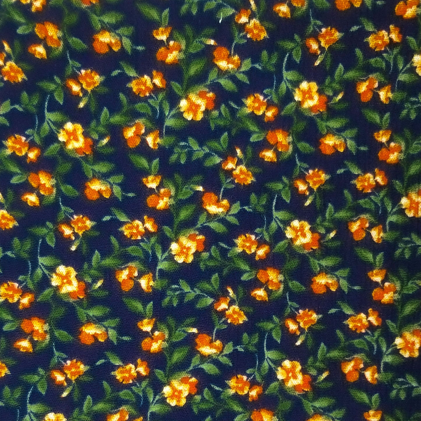 P-1702-636-NAVY-TANGERINE - PRINTED CREPON 100% RAYON CREPON