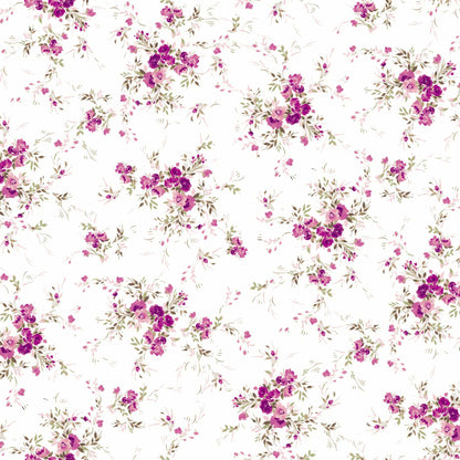 P-1714-698-OFFWHITE-FUCHSIA- PRINTED RAYON CHALLIS 100% RAYON CHALLIS